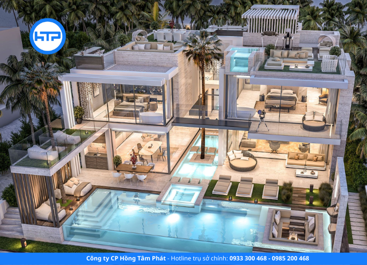 Chà ron hồ bơi biệt thự tại quận 2